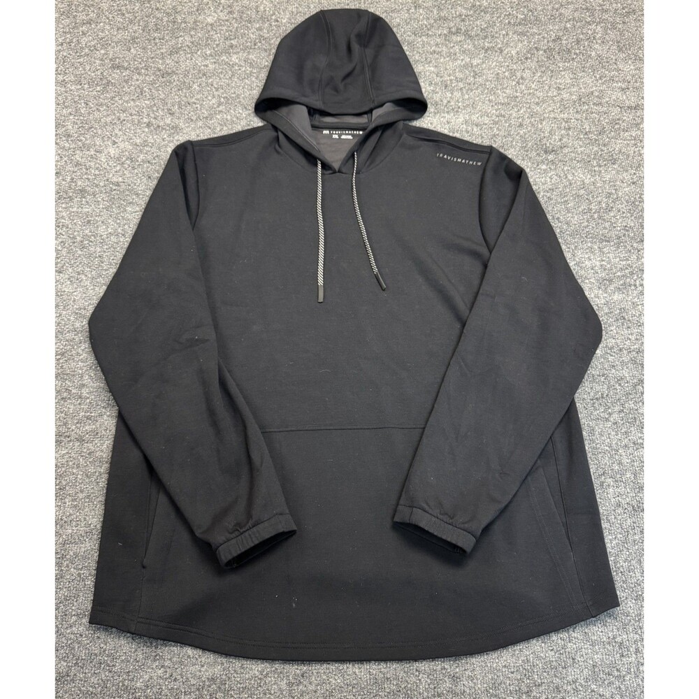 Travis Mathew Fibercloud Golf Hoodie Men's Size XXL Black Pullover Drawstrings